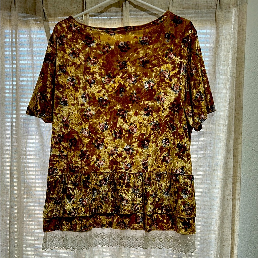 Elegant Floral Velvet Top with Lace Trim
Made by a local designer designer